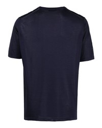 Мужская темно-синяя шелковая футболка с круглым вырезом от Roberto Collina