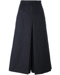 Темно-синяя шелковая юбка в вертикальную полоску от Saint Laurent