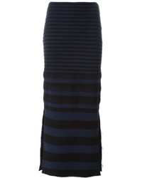 Темно-синяя шелковая юбка в горизонтальную полоску от Ports 1961