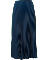 Темно-синяя шелковая юбка-миди со складками от Cédric Charlier