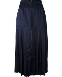 Темно-синяя шелковая юбка со складками