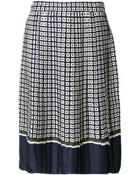 Темно-синяя шелковая юбка со складками от Tory Burch