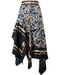 Темно-синяя шелковая юбка от Peter Pilotto