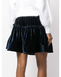 Темно-синяя шелковая юбка от Alberta Ferretti