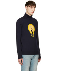 Мужская темно-синяя шерстяная водолазка от Fendi