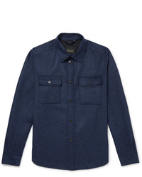 Мужская темно-синяя шерстяная куртка-рубашка от Brioni