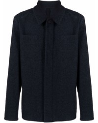 Мужская темно-синяя шерстяная куртка-рубашка от Harris Wharf London