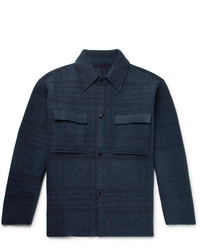 Мужская темно-синяя шерстяная куртка-рубашка от Jacquemus