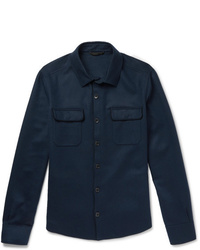 Мужская темно-синяя шерстяная куртка-рубашка от Loro Piana