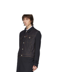 Мужская темно-синяя шерстяная куртка-рубашка от Junya Watanabe