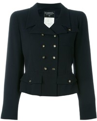 Женская темно-синяя шерстяная куртка от Chanel