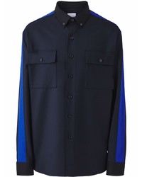 Мужская темно-синяя шерстяная рубашка с длинным рукавом от Burberry