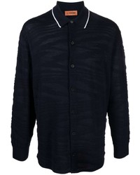 Мужская темно-синяя шерстяная рубашка с длинным рукавом от Missoni