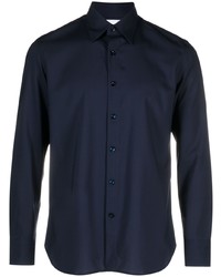 Мужская темно-синяя шерстяная рубашка с длинным рукавом от PT TORINO