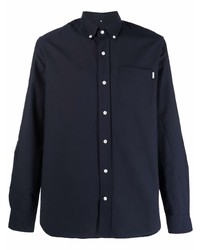 Мужская темно-синяя шерстяная рубашка с длинным рукавом от Woolrich