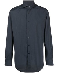 Мужская темно-синяя шерстяная рубашка с длинным рукавом от Xacus