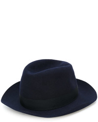 Женская темно-синяя шерстяная шляпа с украшением от Borsalino