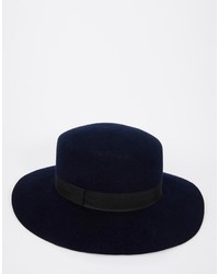 Мужская темно-синяя шерстяная шляпа от Asos