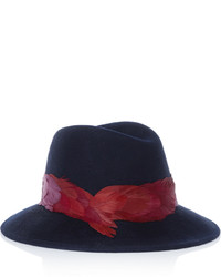 Женская темно-синяя шерстяная шляпа от Eugenia Kim