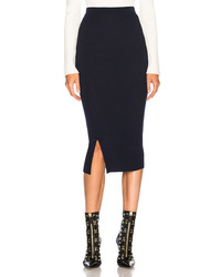 Темно-синяя шерстяная юбка-миди