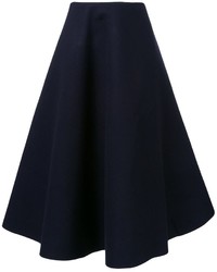 Темно-синяя шерстяная юбка со складками от Le Ciel Bleu