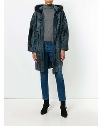 Темно-синяя шуба от Liska