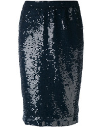 Темно-синяя юбка-карандаш с пайетками от P.A.R.O.S.H.