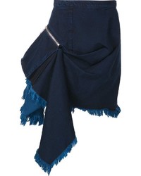 Темно-синяя юбка-карандаш с рюшами от MARQUES ALMEIDA