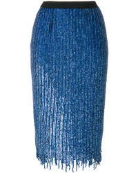 Темно-синяя юбка-карандаш с украшением