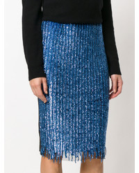 Темно-синяя юбка-карандаш с украшением от Aviu