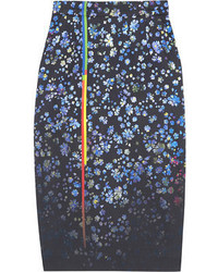 Темно-синяя юбка-карандаш с цветочным принтом