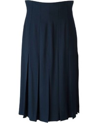 Темно-синяя юбка-миди со складками от Chanel