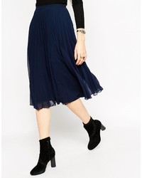 Темно-синяя юбка-миди со складками от Asos
