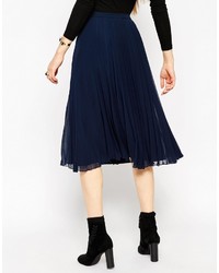 Темно-синяя юбка-миди со складками от Asos