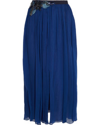 Темно-синяя юбка-миди со складками от Matthew Williamson