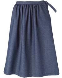 Темно-синяя юбка-миди со складками от Societe Anonyme