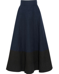 Темно-синяя юбка-миди со складками