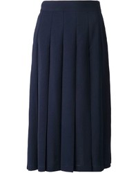 Темно-синяя юбка-миди со складками
