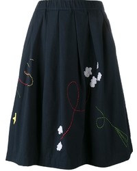Темно-синяя юбка с вышивкой от Mira Mikati