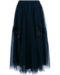 Темно-синяя юбка с пайетками с украшением от P.A.R.O.S.H.