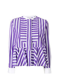 Фиолетовая блуза на пуговицах в вертикальную полоску