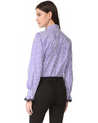 Фиолетовая блузка в вертикальную полоску от Marc Jacobs