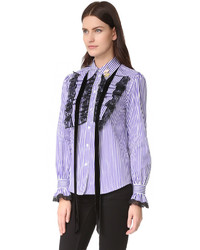 Фиолетовая блузка в вертикальную полоску от Marc Jacobs