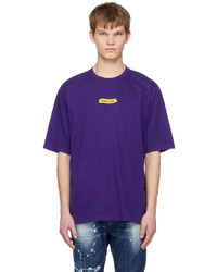 Фиолетовая вязаная футболка с круглым вырезом