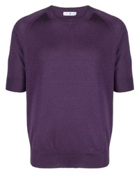 Мужская фиолетовая вязаная футболка с круглым вырезом от PT TORINO