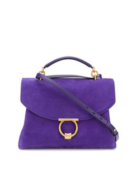 Фиолетовая замшевая сумка-саквояж