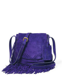 Фиолетовая замшевая сумка через плечо
