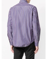 Мужская фиолетовая классическая рубашка в вертикальную полоску от Lanvin