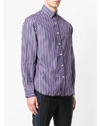 Мужская фиолетовая классическая рубашка в вертикальную полоску от Lanvin