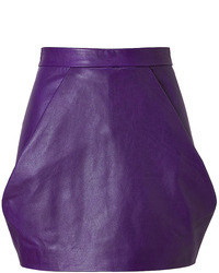 Фиолетовая кожаная мини-юбка